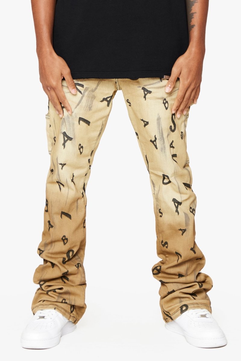 “V-SCRABBLE”  STACKED FLARE JEAN CHAMOIS “V-SCRABBLE”  STACKED FLARE JEAN CHAMOIS