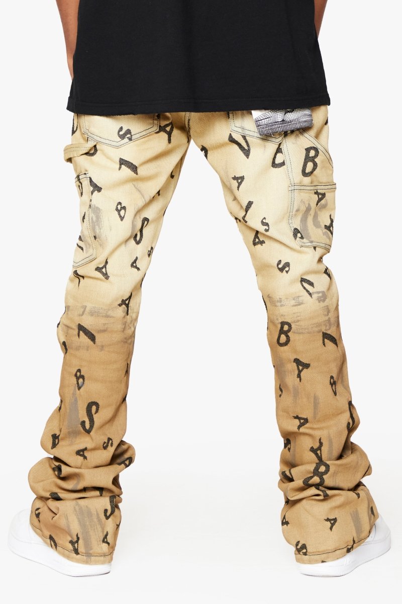 “V-SCRABBLE”  STACKED FLARE JEAN CHAMOIS “V-SCRABBLE”  STACKED FLARE JEAN CHAMOIS