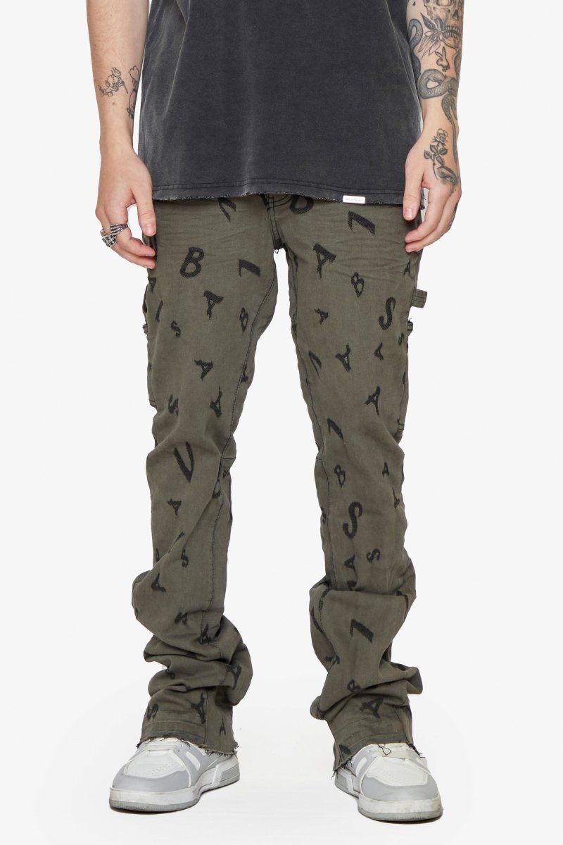 “V-SCRABBLE” STACKED FLARE JEAN MATTE BLACK “V-SCRABBLE” STACKED FLARE JEAN MATTE BLACK