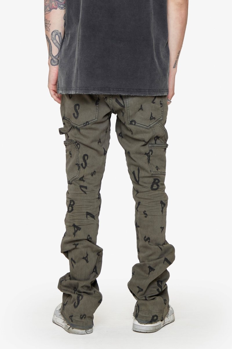 “V-SCRABBLE” STACKED FLARE JEAN MATTE BLACK “V-SCRABBLE” STACKED FLARE JEAN MATTE BLACK