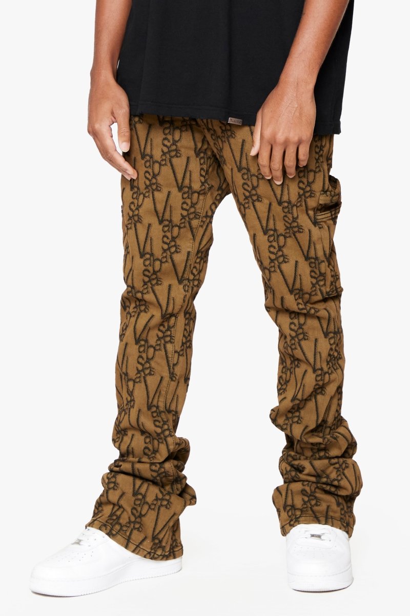 "V-SCRAWL" STACKED FLARE JEAN BLACK BROWN "V-SCRAWL" STACKED FLARE JEAN BLACK BROWN