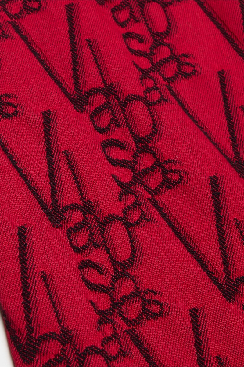 "V-SCRAWL" STACKED FLARE JEAN BLACK RED "V-SCRAWL" STACKED FLARE JEAN BLACK RED