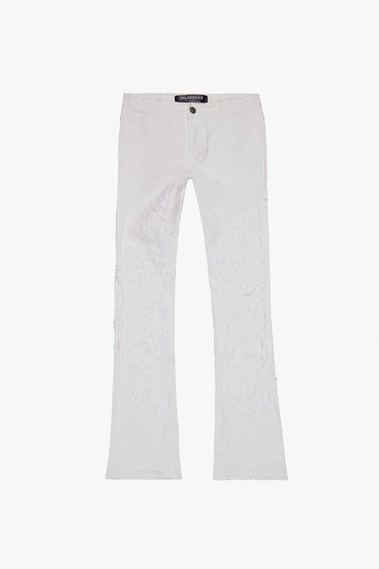 "V-STARS”  FLARE JEAN WHITE STACKED
