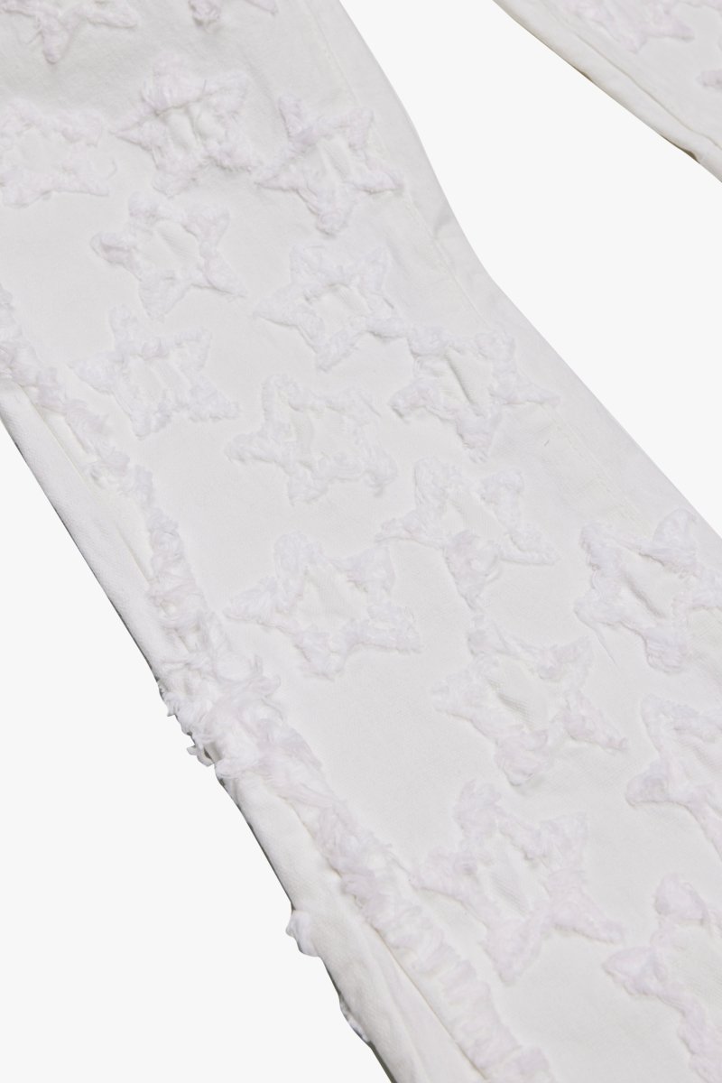 "V-STARS”  FLARE JEAN WHITE STACKED "V-STARS”  FLARE JEAN WHITE STACKED