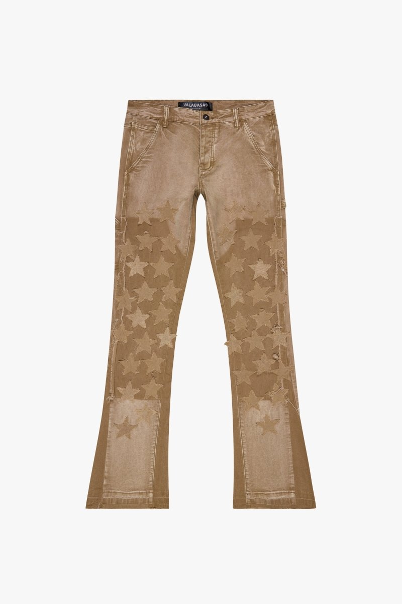 "V-STARS” STACKED FLARE JEAN DARK GREY WASH/ DIRTY BROWN "V-STARS” STACKED FLARE JEAN DARK GREY WASH/ DIRTY BROWN