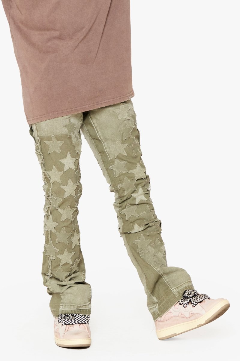 "V-STARS”  STACKED FLARE JEAN OLIVE GREEN "V-STARS”  STACKED FLARE JEAN OLIVE GREEN