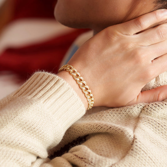 Vermeil Diamond Baguette Cuban Bracelet