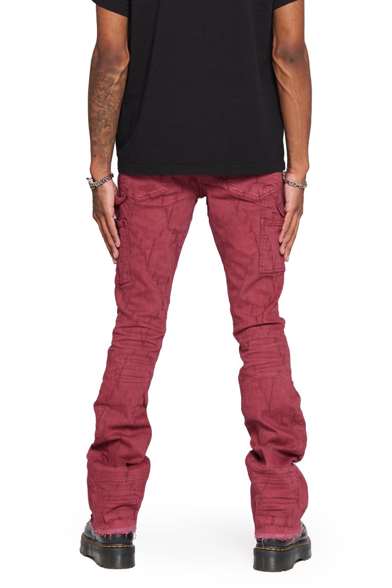 “VLOVE”  STACKED FLARE JEAN BURGUNDY “VLOVE”  STACKED FLARE JEAN BURGUNDY