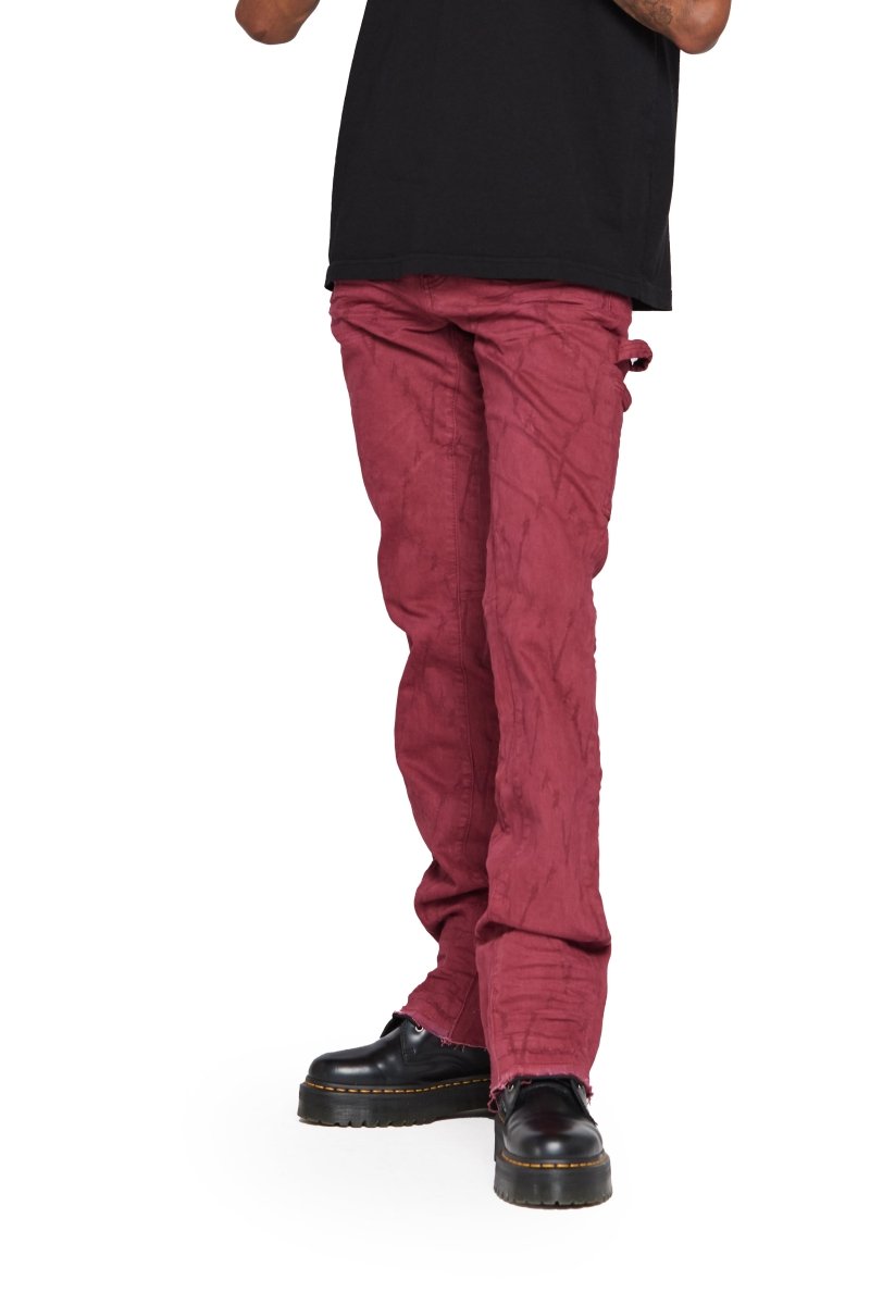 “VLOVE”  STACKED FLARE JEAN BURGUNDY “VLOVE”  STACKED FLARE JEAN BURGUNDY