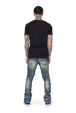 “WEST” Stacked Flare Jean Lt.Blue Washed “WEST” Stacked Flare Jean Lt.Blue Washed