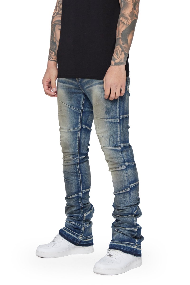 “WEST” Stacked Flare Jean Lt.Blue Washed “WEST” Stacked Flare Jean Lt.Blue Washed