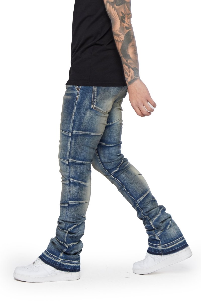 “WEST” Stacked Flare Jean Lt.Blue Washed “WEST” Stacked Flare Jean Lt.Blue Washed