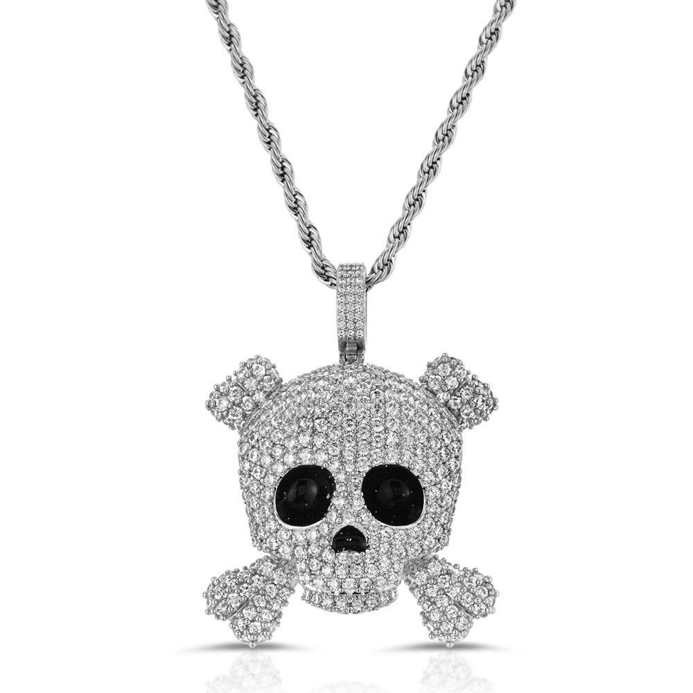 Diamond Skull Necklace Pendant & Rope Chain Diamond Skull Necklace Pendant & Rope Chain