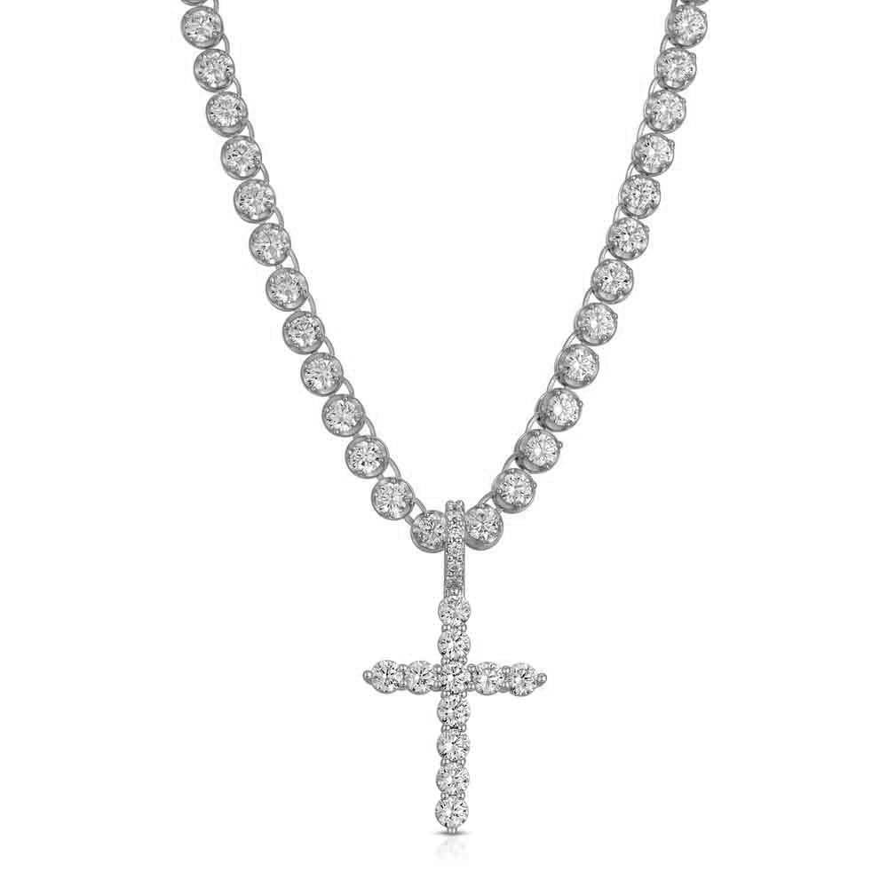 Diamond Cross Necklace Pendant & Tennis Chain Diamond Cross Necklace Pendant & Tennis Chain