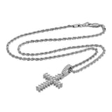 Diamond Cross Necklace Pendant & Rope Chain White Gold Diamond Cross Necklace Pendant & Rope Chain White Gold