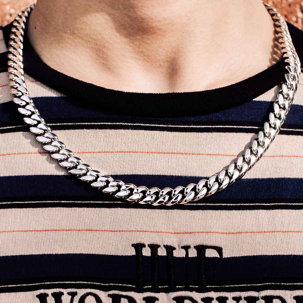 Cuban Link Chain White Gold 12mm Cuban Link Chain White Gold 12mm