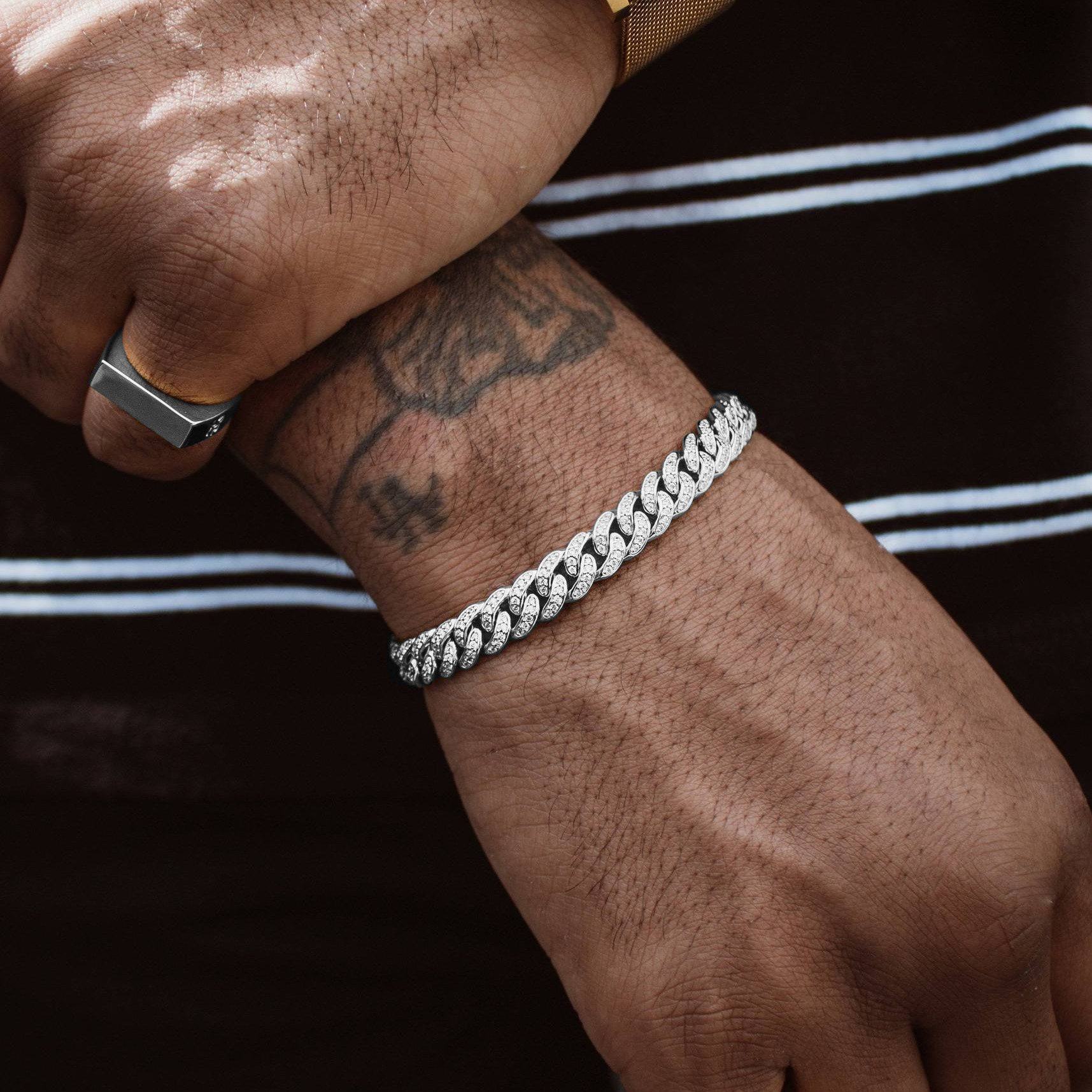 Micro Diamond Cuban Link Bracelet White Gold 8mm Micro Diamond Cuban Link Bracelet White Gold 8mm