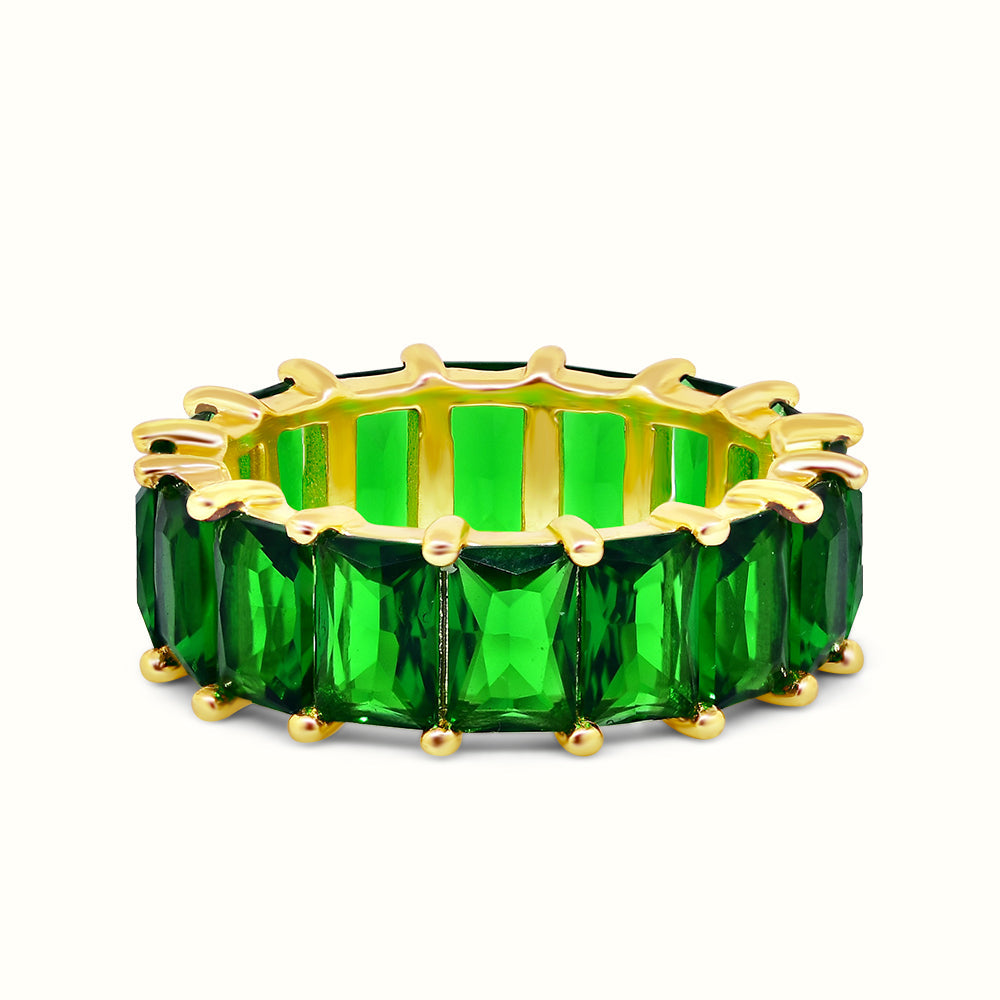 Men's Vermeil Multi Color Emerald Eternity Ring Men's Vermeil Multi Color Emerald Eternity Ring