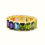 Men's Vermeil Multi Color Emerald Eternity Ring Men's Vermeil Multi Color Emerald Eternity Ring