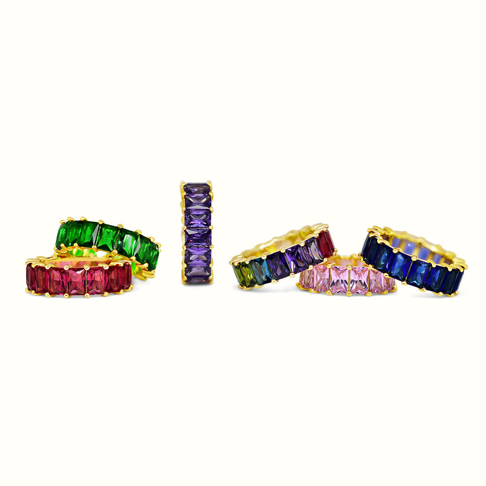 Men's Vermeil Multi Color Emerald Eternity Ring Men's Vermeil Multi Color Emerald Eternity Ring