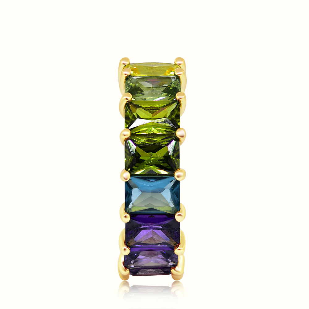 Men's Vermeil Multi Color Emerald Eternity Ring Men's Vermeil Multi Color Emerald Eternity Ring