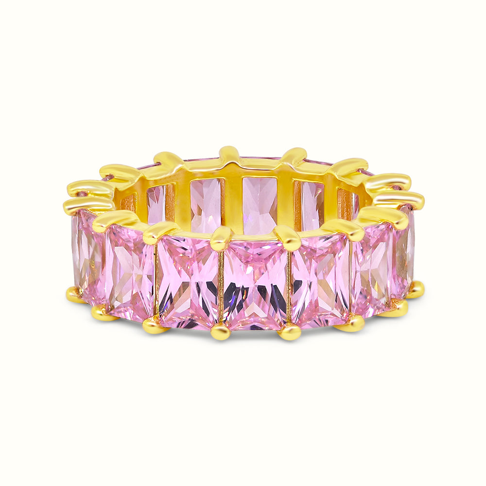 Men's Vermeil Multi Color Emerald Eternity Ring Men's Vermeil Multi Color Emerald Eternity Ring