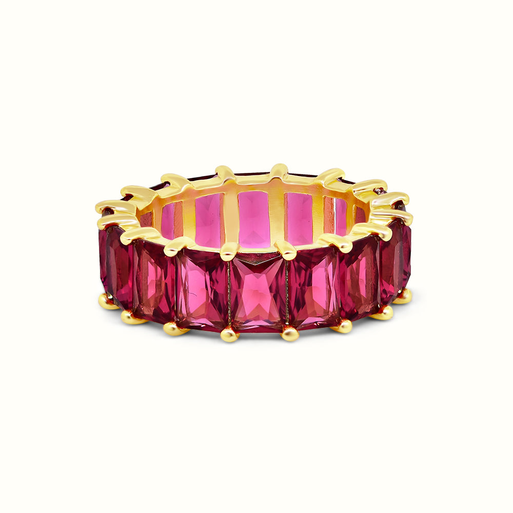 Men's Vermeil Multi Color Emerald Eternity Ring Men's Vermeil Multi Color Emerald Eternity Ring