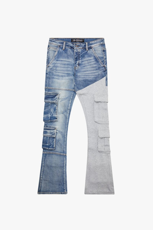 "YIN YANG" STACKED BLUE / LT GREY