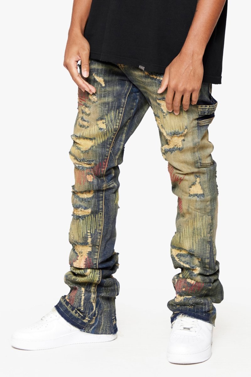 "ZERO” STACKED FLARE JEAN DIRTY VINTAGE WASH "ZERO” STACKED FLARE JEAN DIRTY VINTAGE WASH