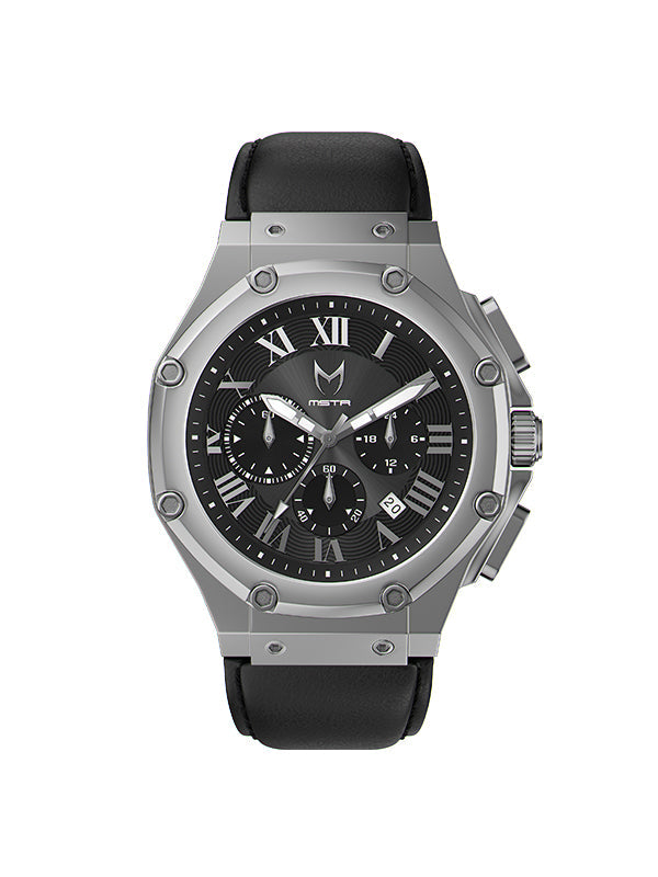 AM1000LB - AMBASSADOR POLISHED TITANIUM / BLACK / LEATHER BAND