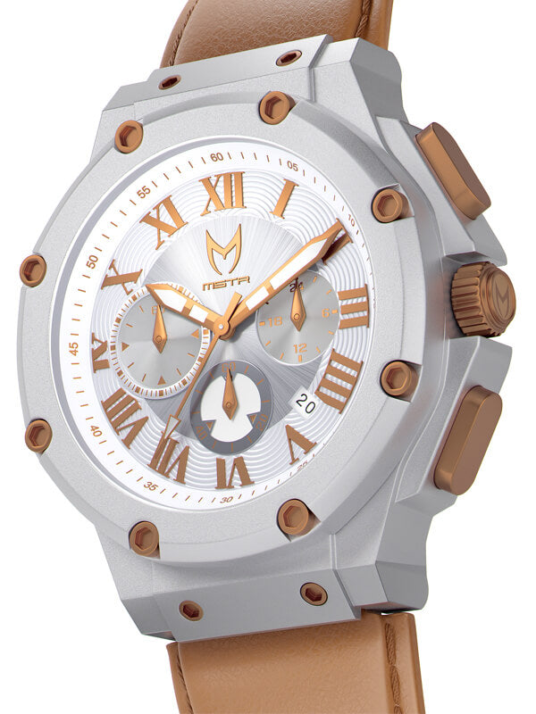 AM1018LB - AMBASSADOR SILVER / SILVER W/ LEATHER STRAP