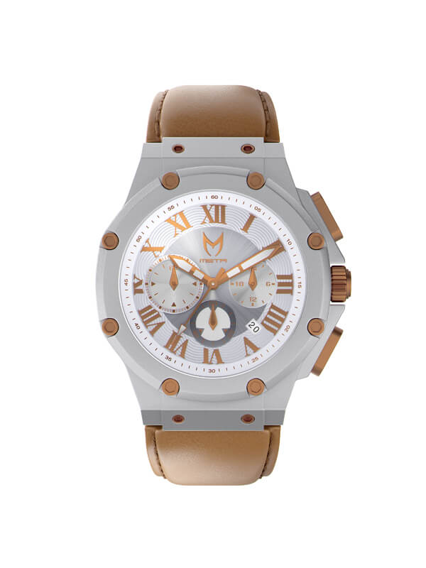 AM1018LB - AMBASSADOR SILVER / SILVER W/ LEATHER STRAP