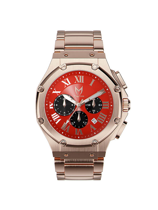 AM177SS - AMBASSDOR ROSE GOLD / RED / SS BAND
