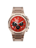 AM177SS - AMBASSDOR ROSE GOLD / RED / SS BAND