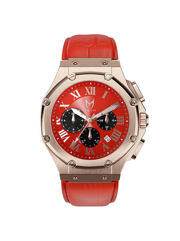 AM177CB - AMBASSADOR ROSE GOLD / RED / CROC STYLE BAND