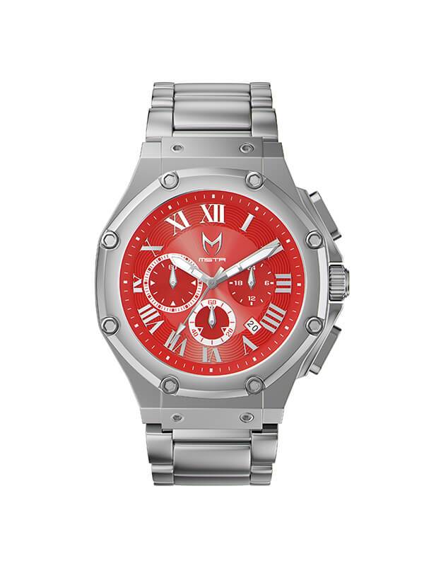 AM1022SS - AMBASSADOR SILVER / RED WATCH / STEEL BAND