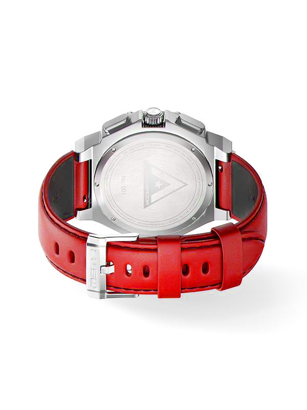 AM1022LB - AMBASSADOR SILVER / RED WATCH / LEATHER BAND