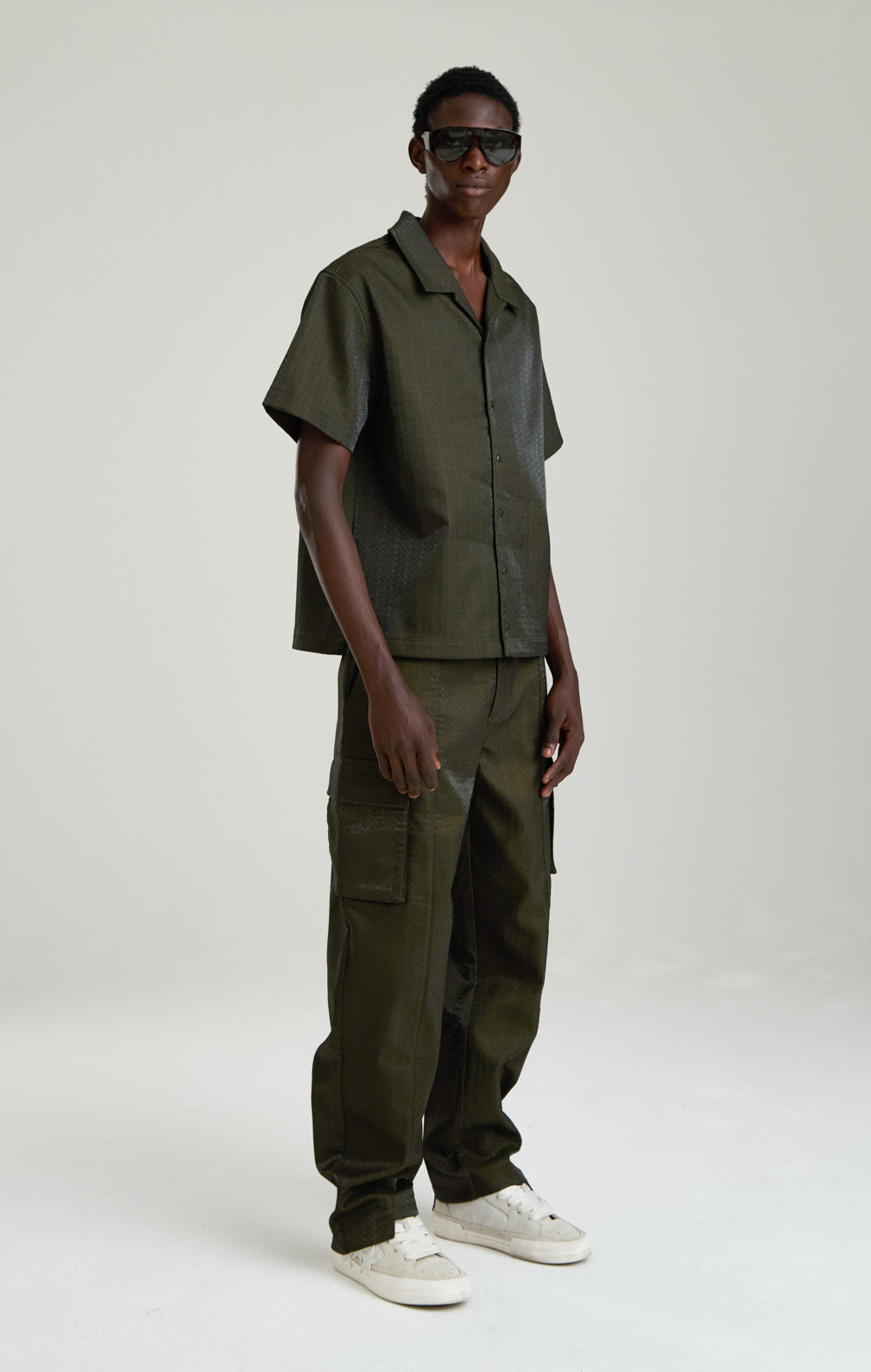 IRIDESCENT GREEN EMBROIDERED SHIRT