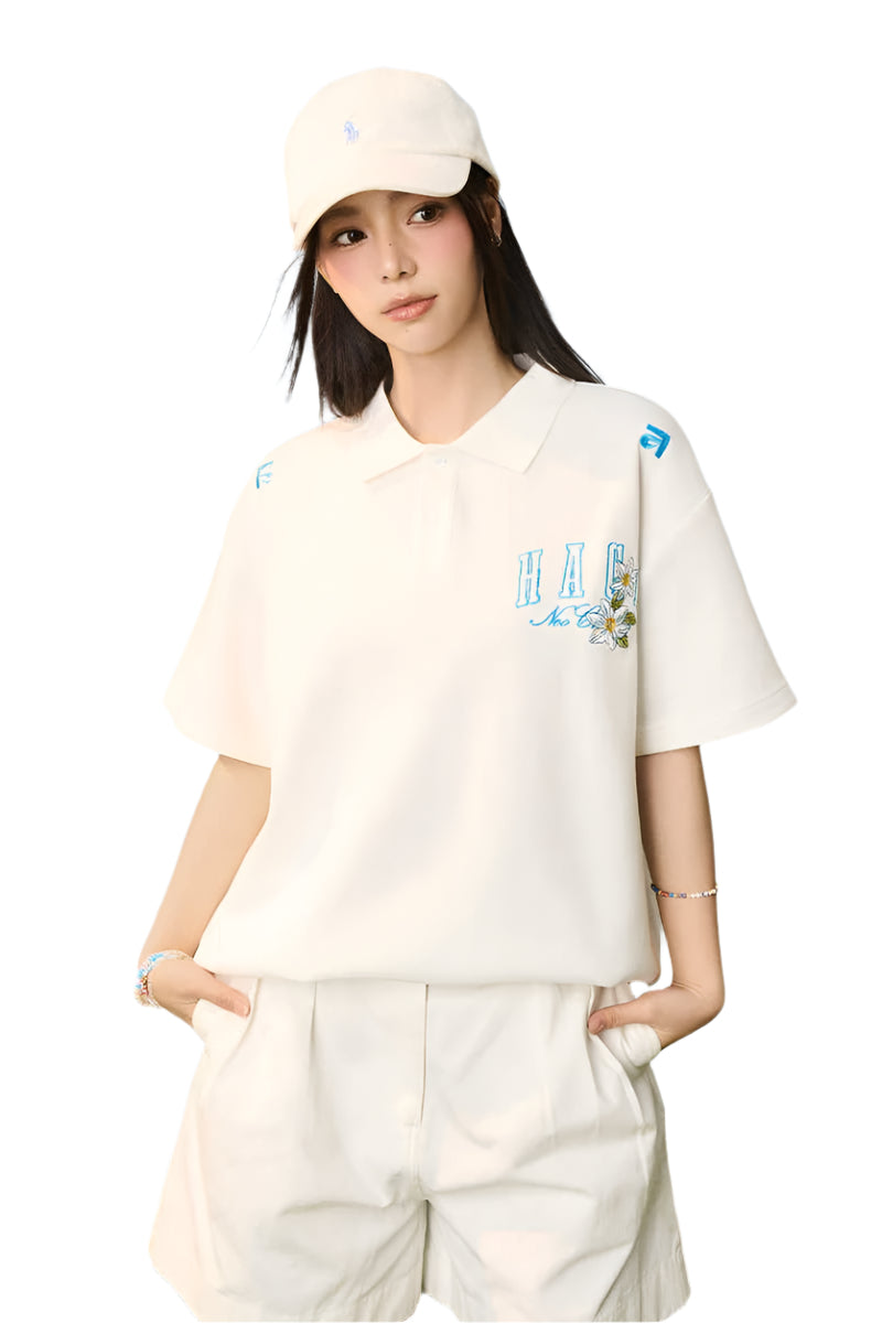 Bouclé Floral Patch Polo