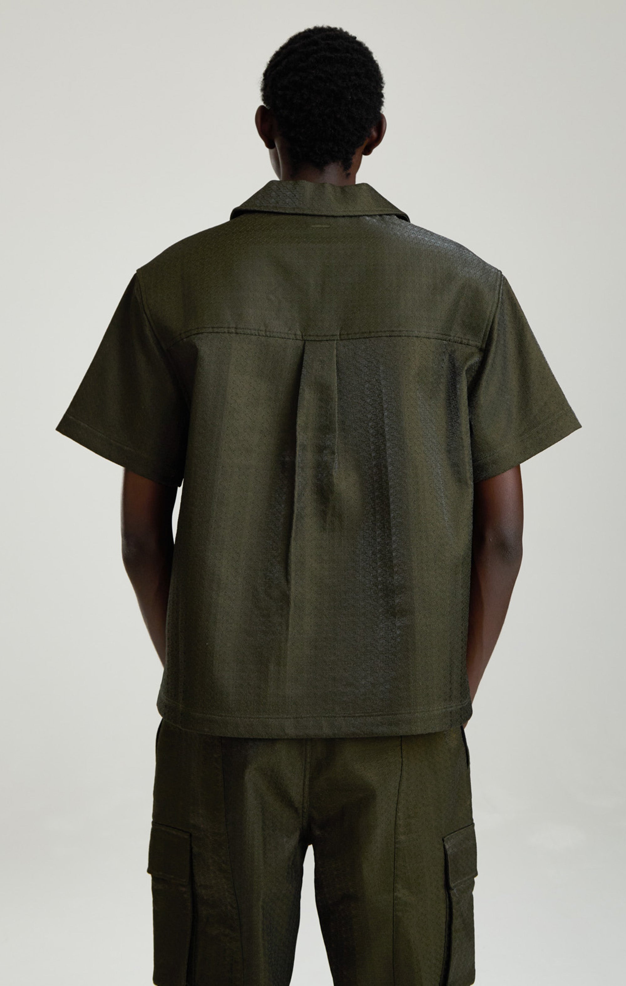 IRIDESCENT GREEN EMBROIDERED SHIRT