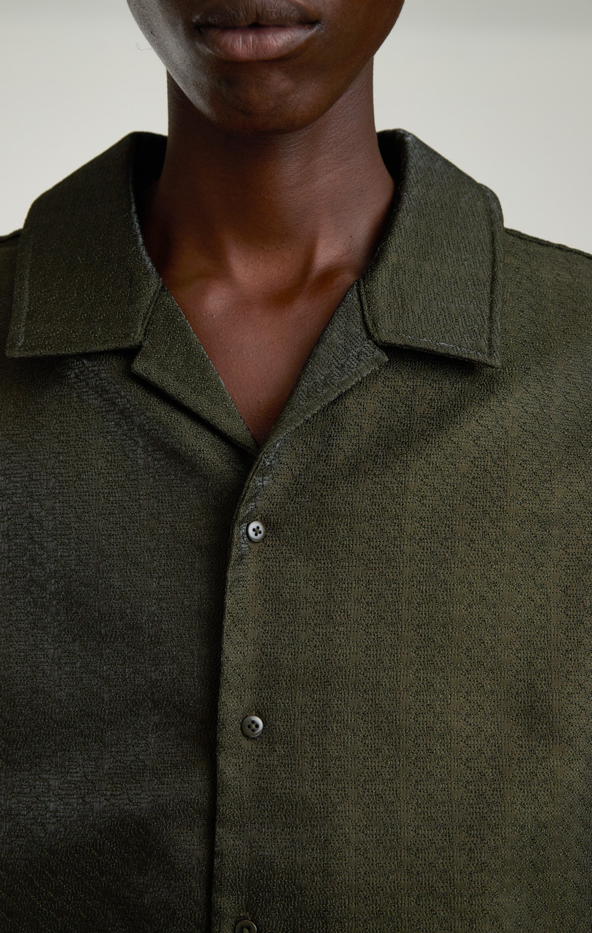 IRIDESCENT GREEN EMBROIDERED SHIRT