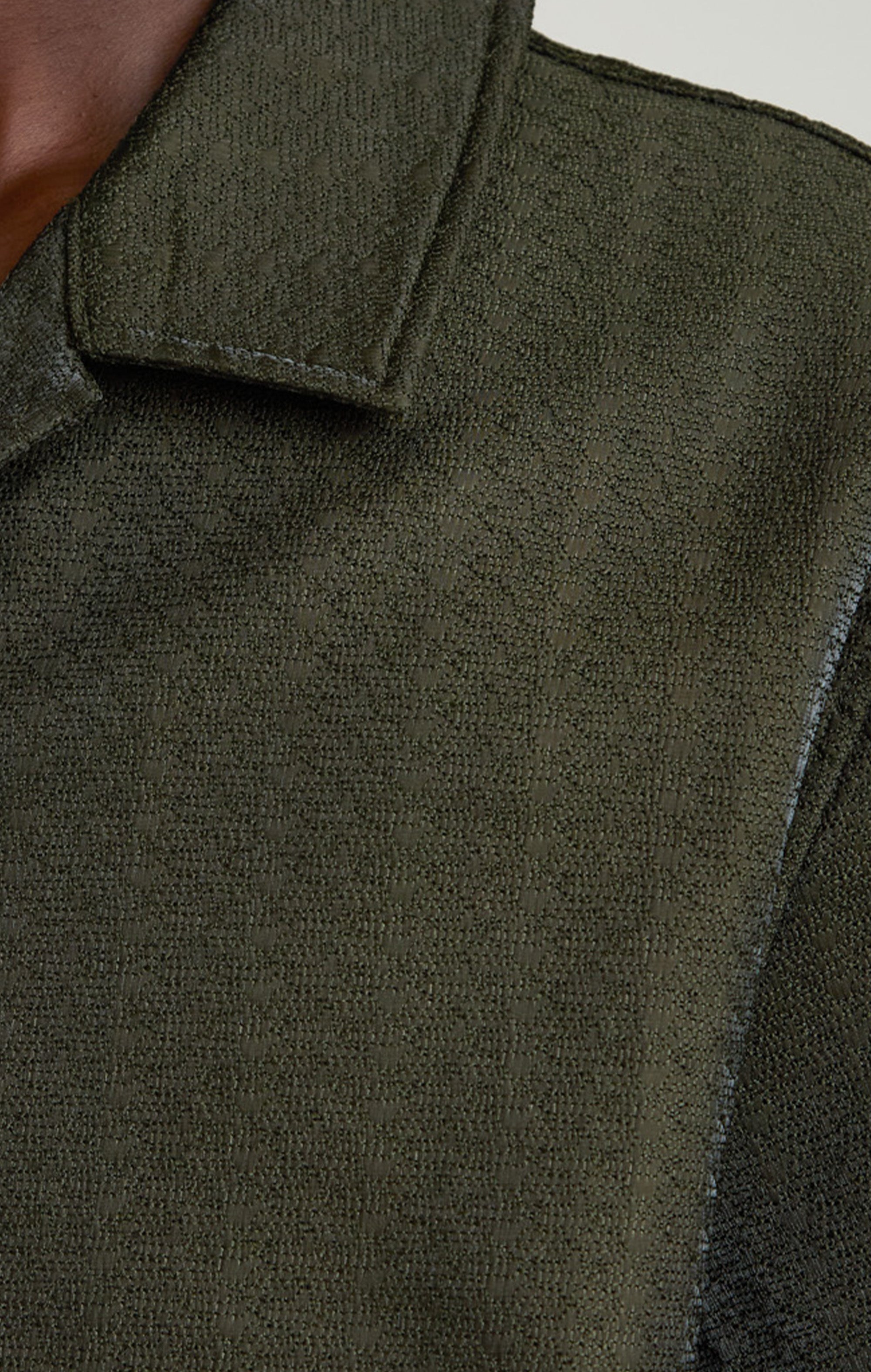 IRIDESCENT GREEN EMBROIDERED SHIRT