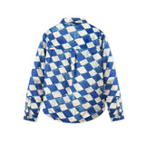 Moleskin Checkered quilted Overshirt [Blue]