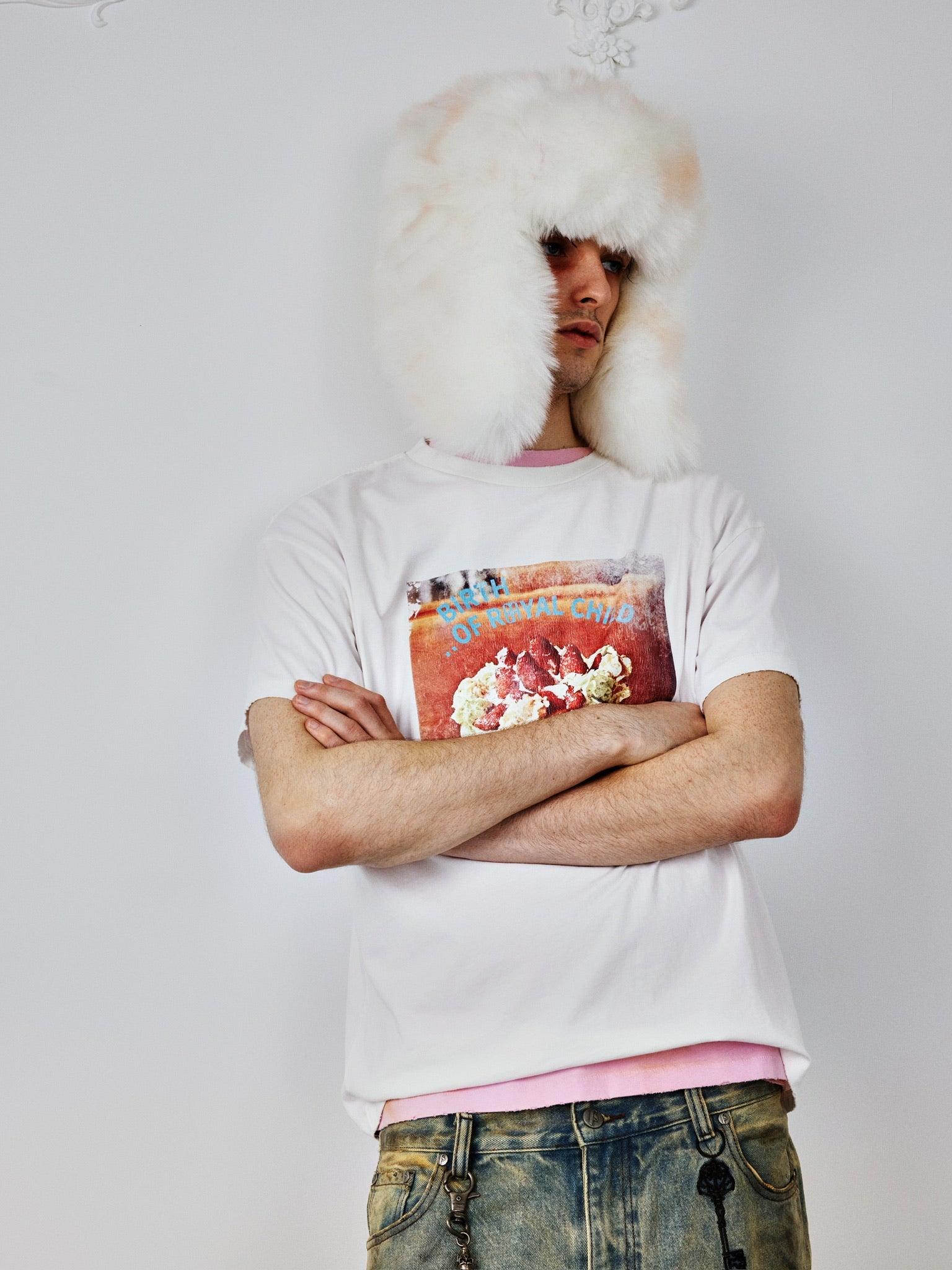 "Berry Is On Top" Tee in White Multi