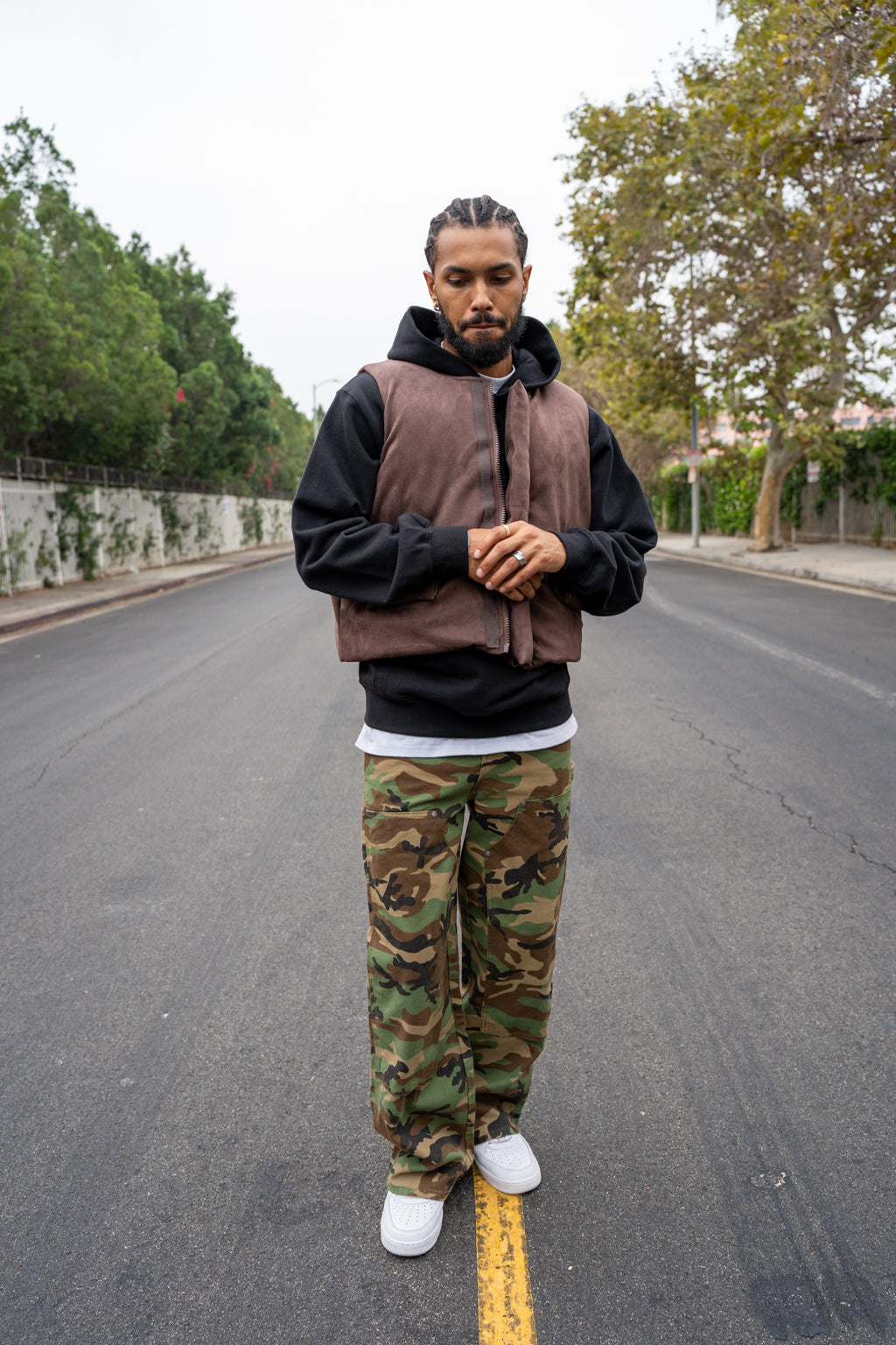 EPTM Suede Bubble Vest - Brown