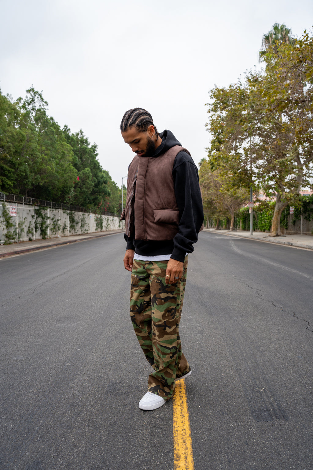 EPTM Suede Bubble Vest - Brown