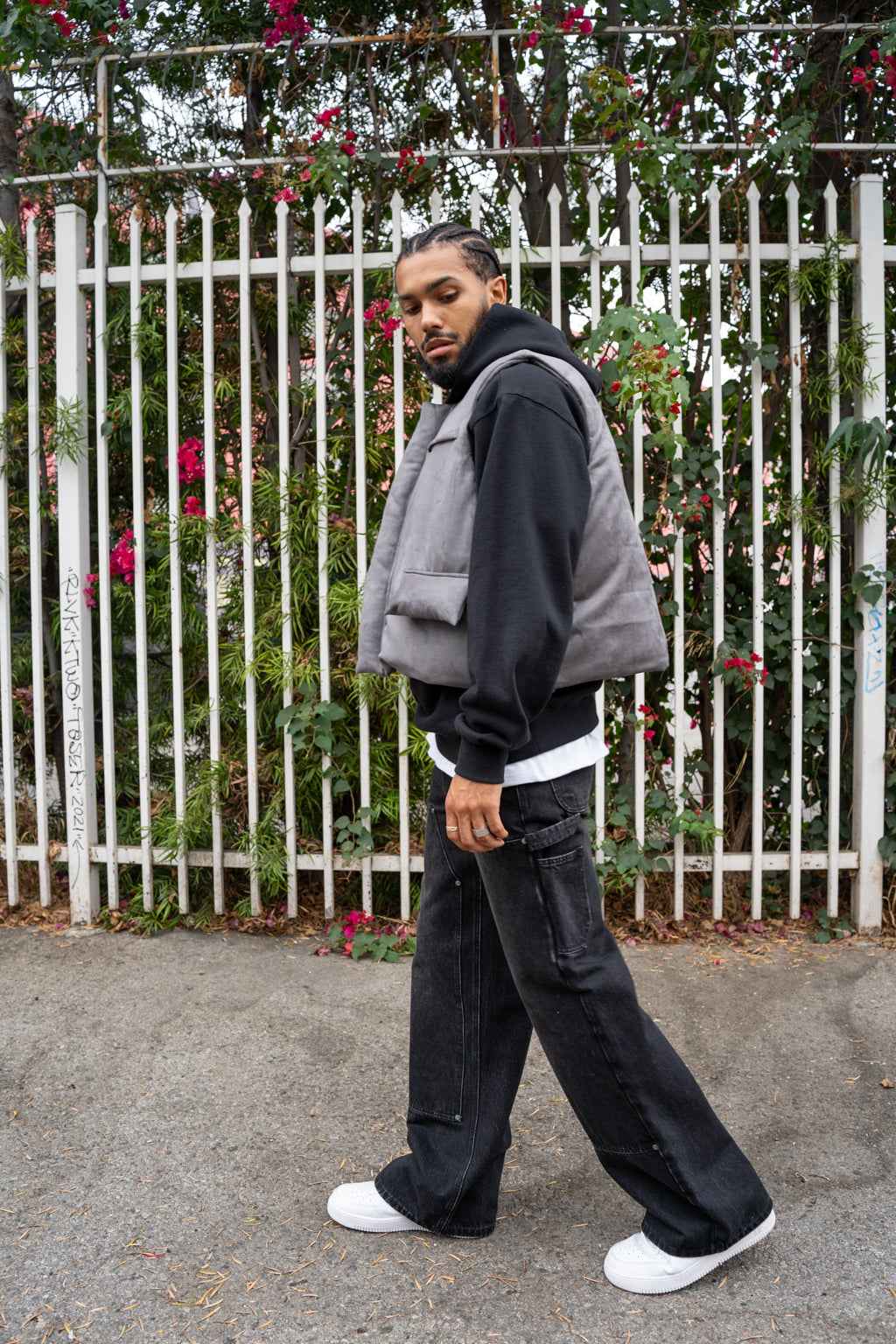 EPTM Suede Bubble Vest - Grey