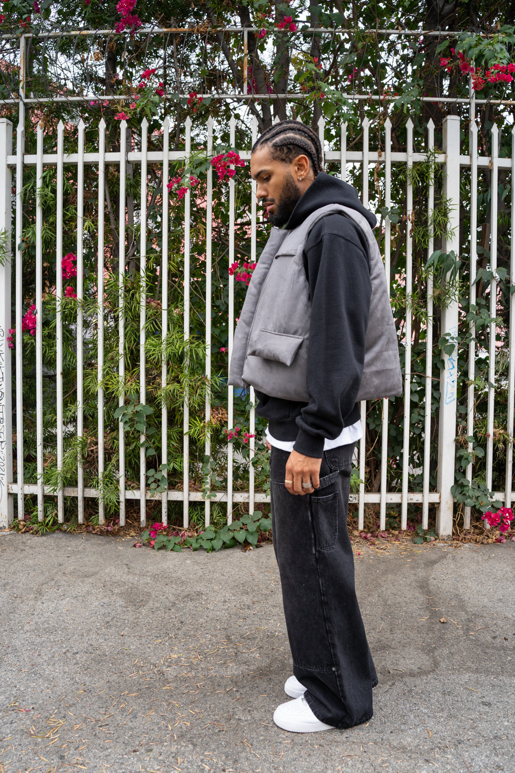 EPTM Suede Bubble Vest - Grey