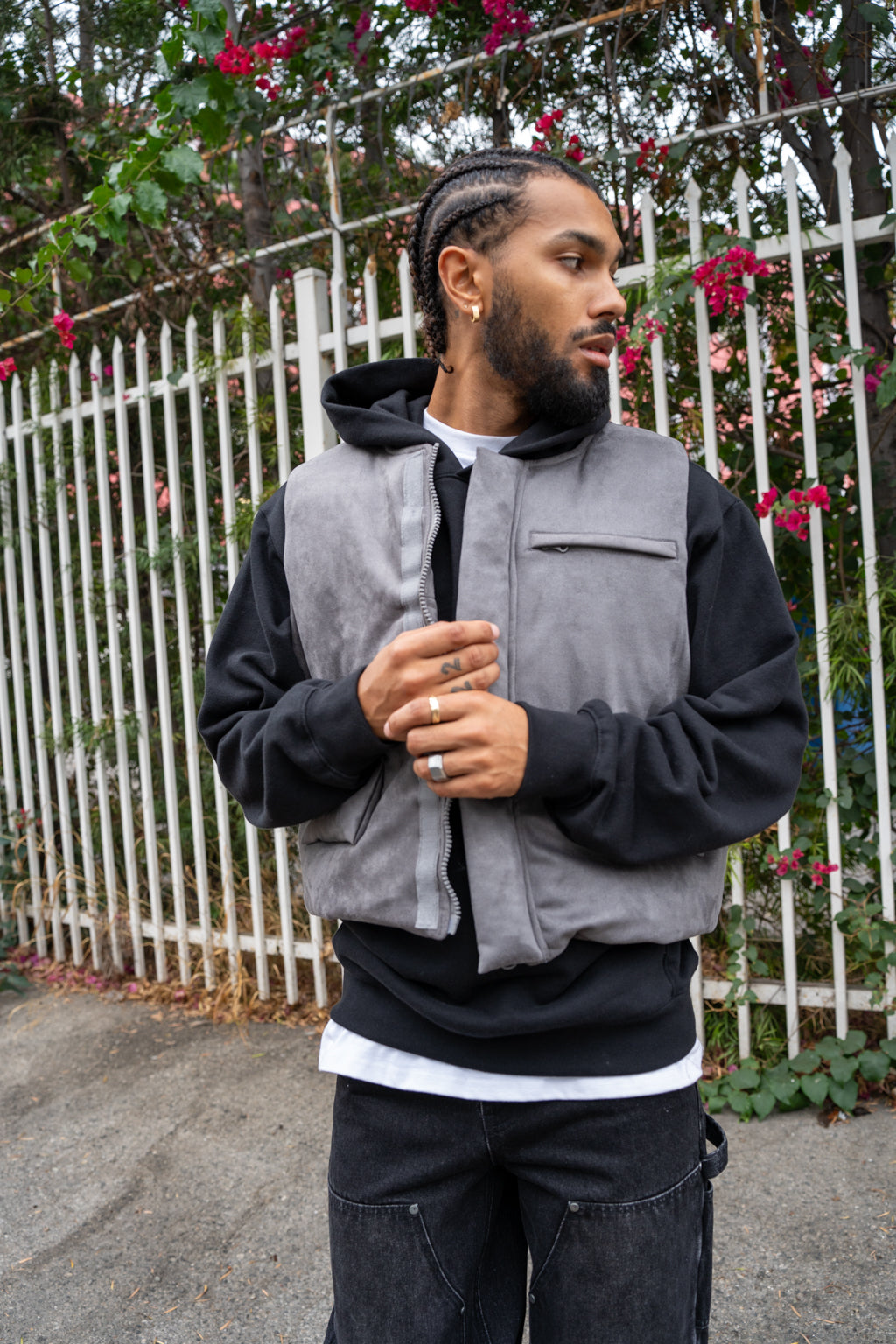 EPTM Suede Bubble Vest - Grey