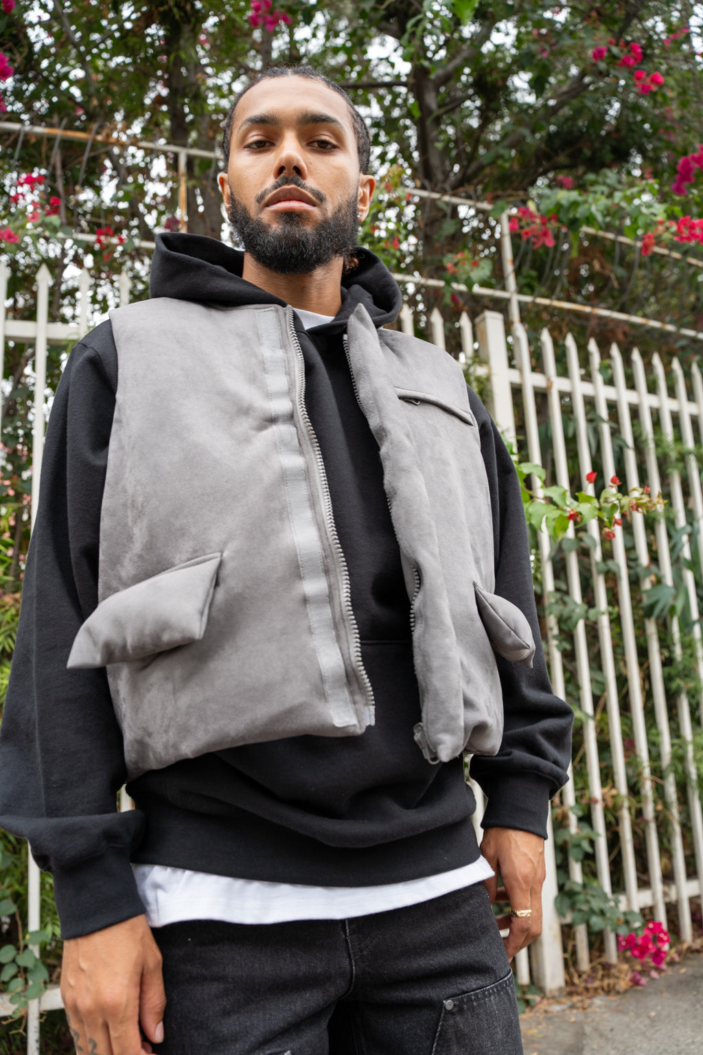 EPTM Suede Bubble Vest - Grey